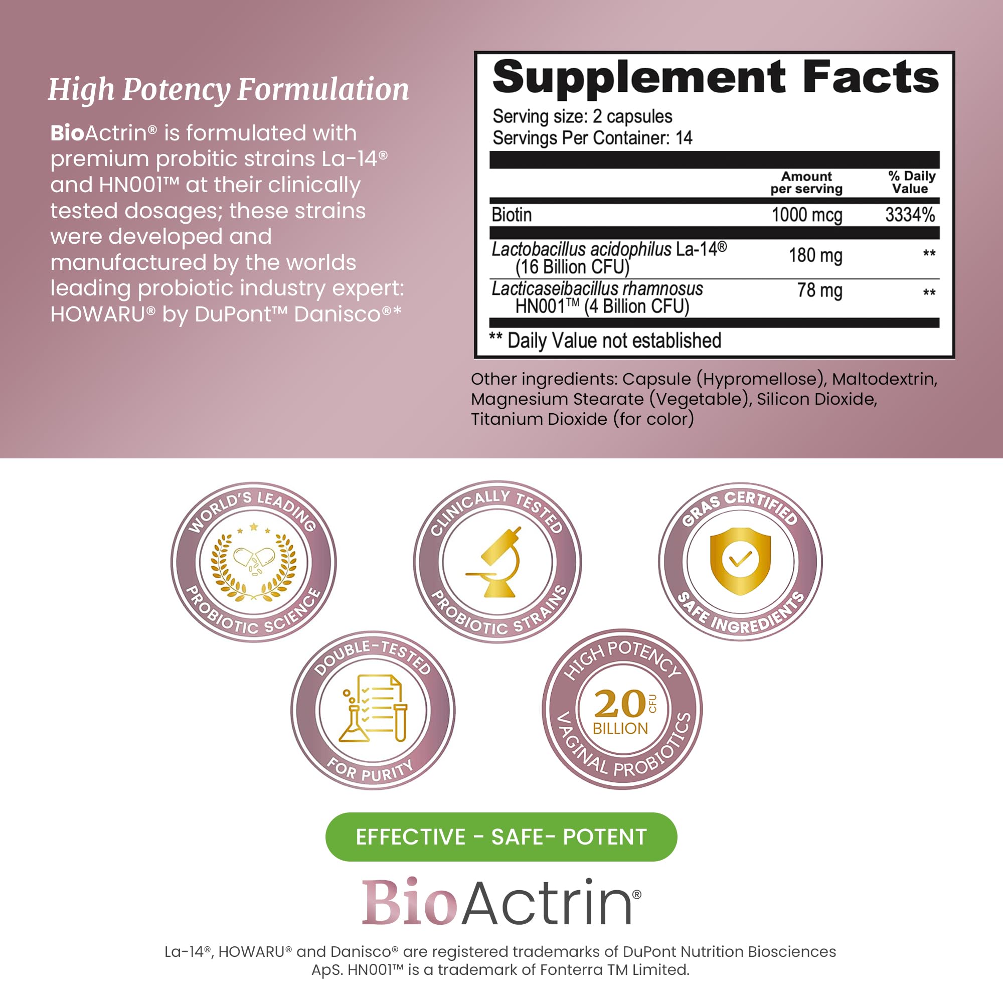 BioActrin bottle pour demonstrating convenient daily vaginal support.