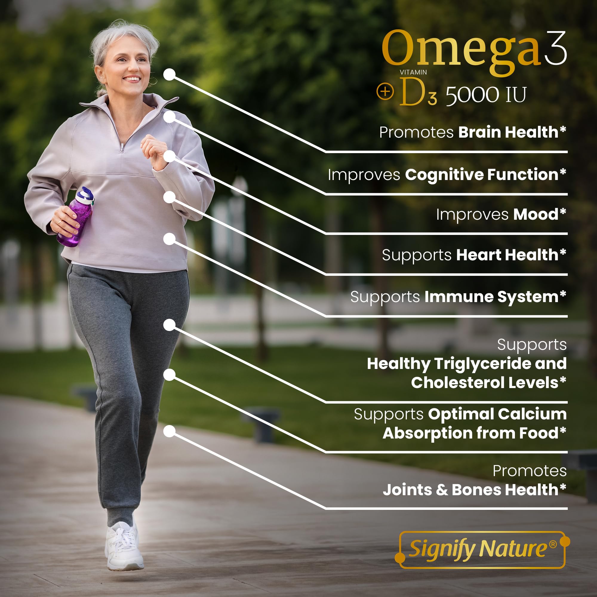 SIGNIFY NATURE Omega-3 label detail highlights purified oil and ratios
