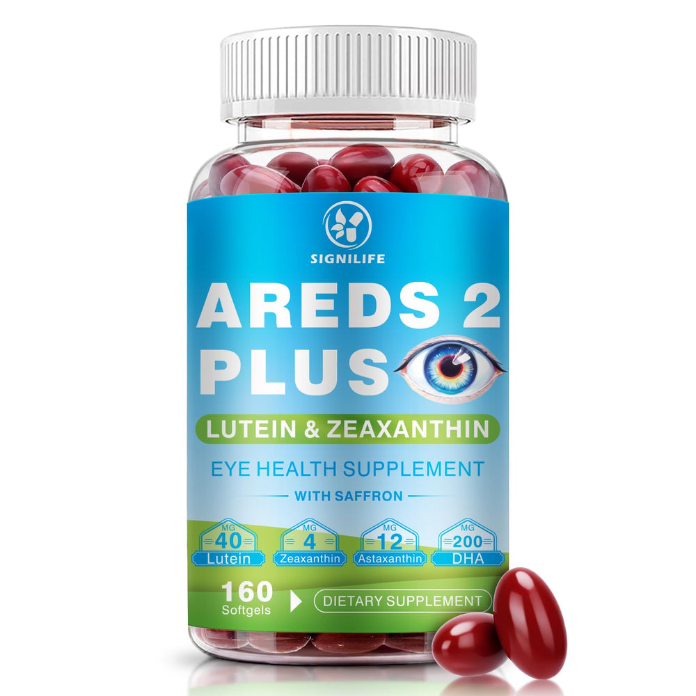 Signilife AREDS2+ eye health bottle with capsules for antioxidant support