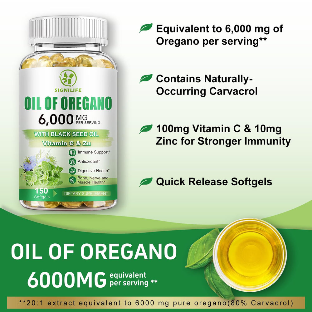 Signilife oregano oil softgels promoting digestive comfort.