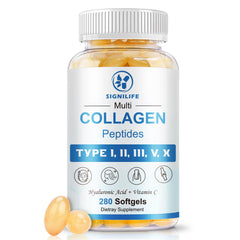 SIGNILIFE multi collagen softgels bottle front showing daily skin and hair support