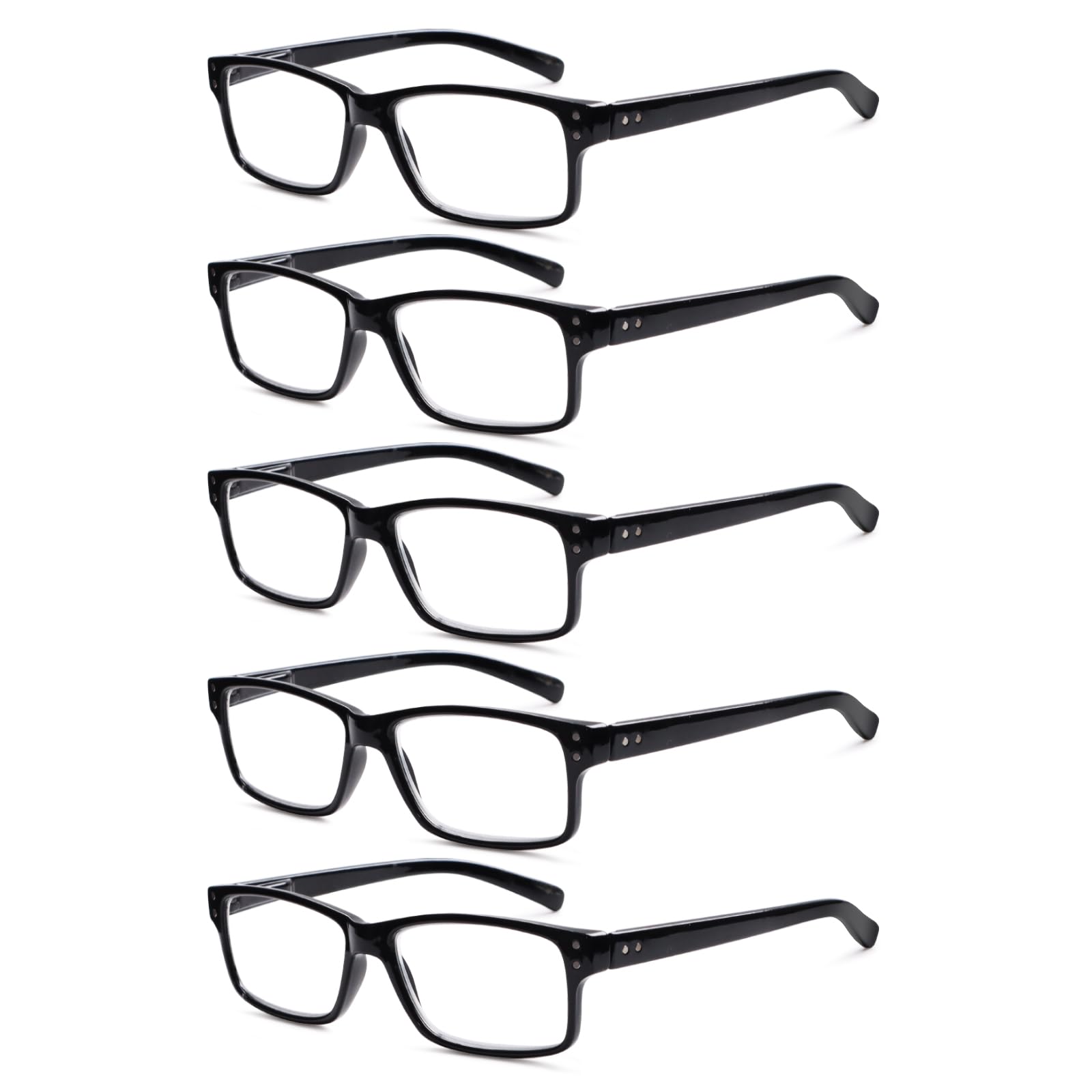 SIGVAN 5-pack reading glasses in black frame with spring hinges for daily comfort