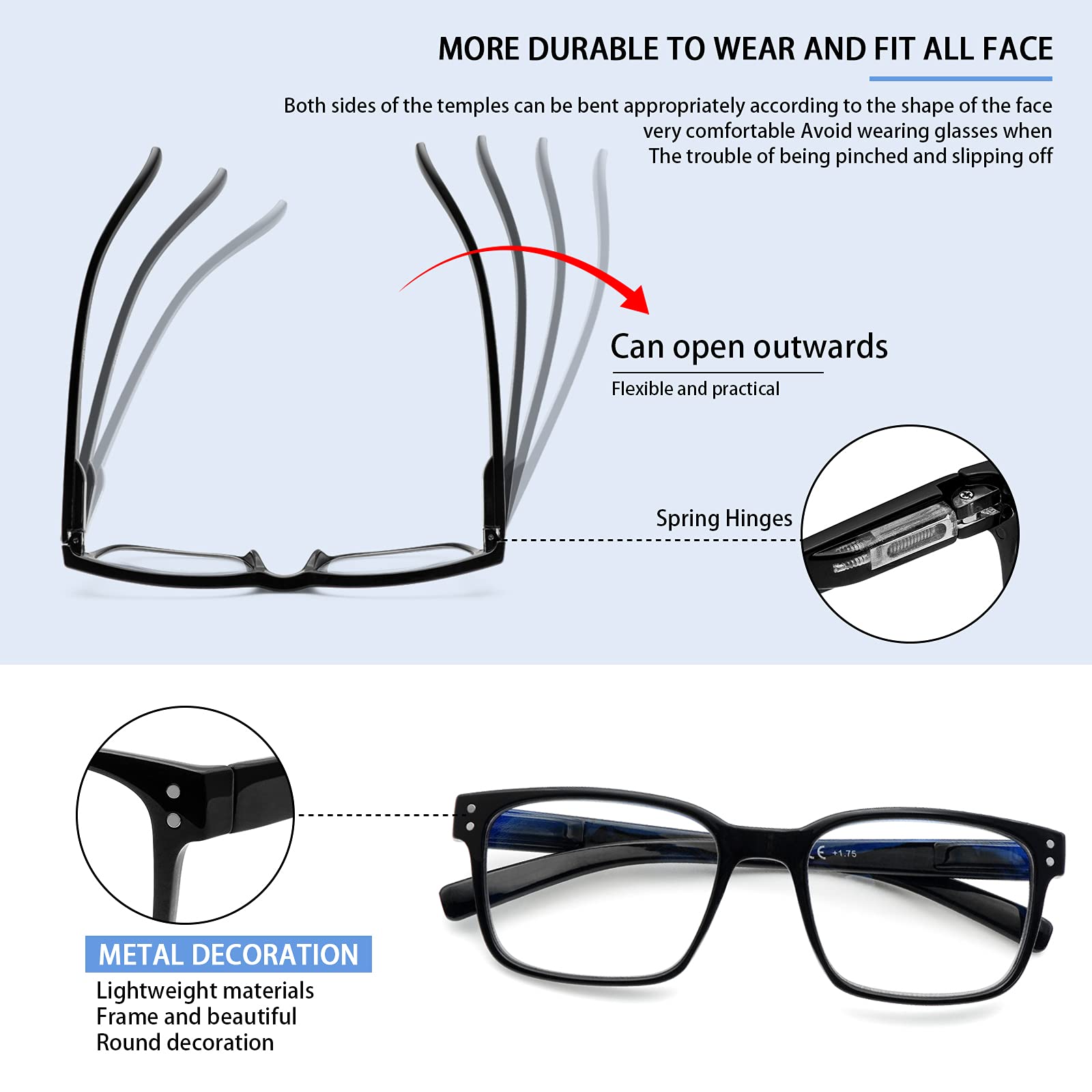 SIGVAN blue light blocking reading glasses, lens closeup, anti-glare for clearer on-screen reading.