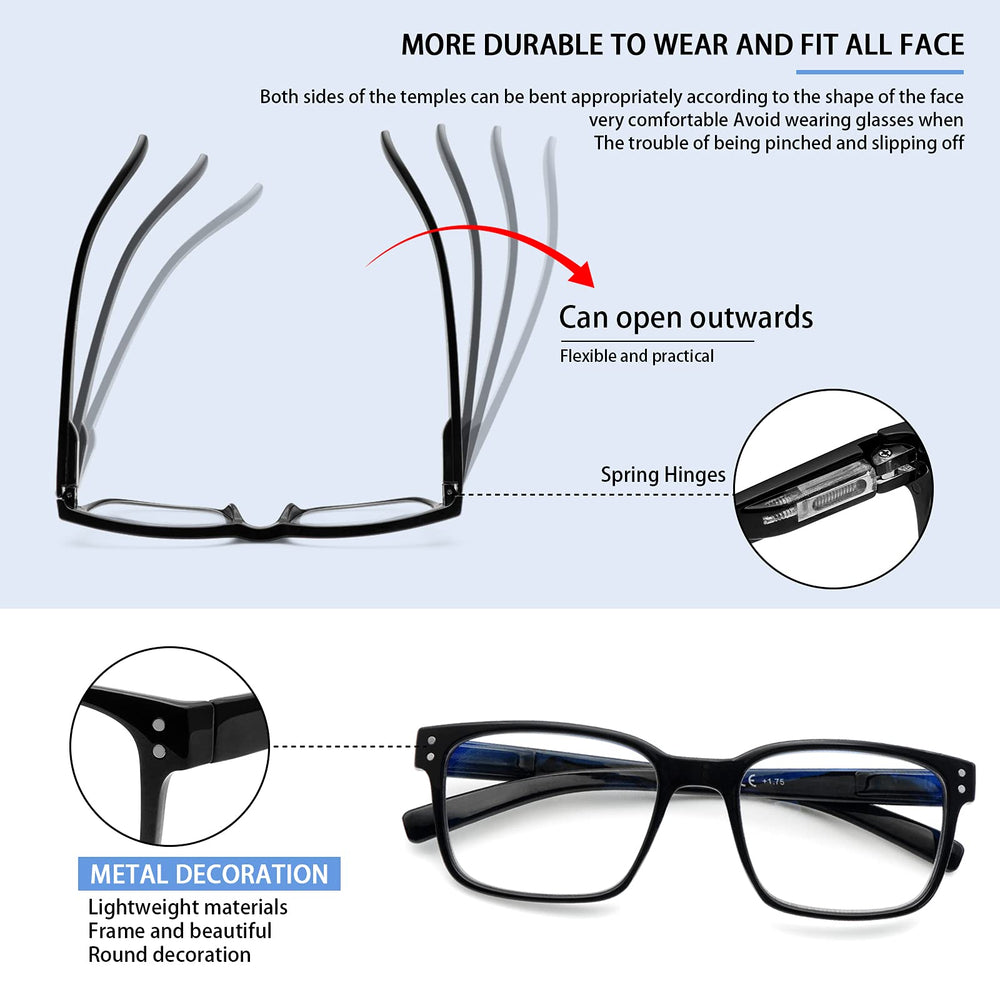 SIGVAN blue light blocking reading glasses, lens closeup, anti-glare for clearer on-screen reading.