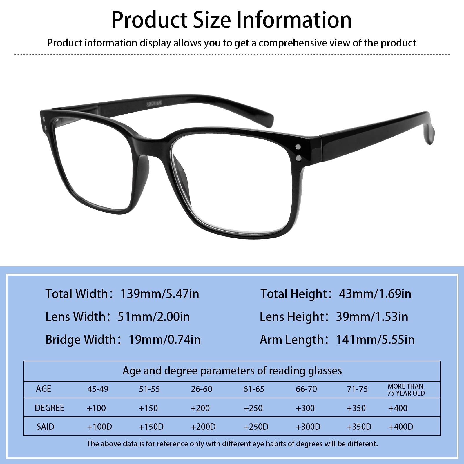 SIGVAN blue light blocking reading glasses, square frame, side view for extended wear comfort.