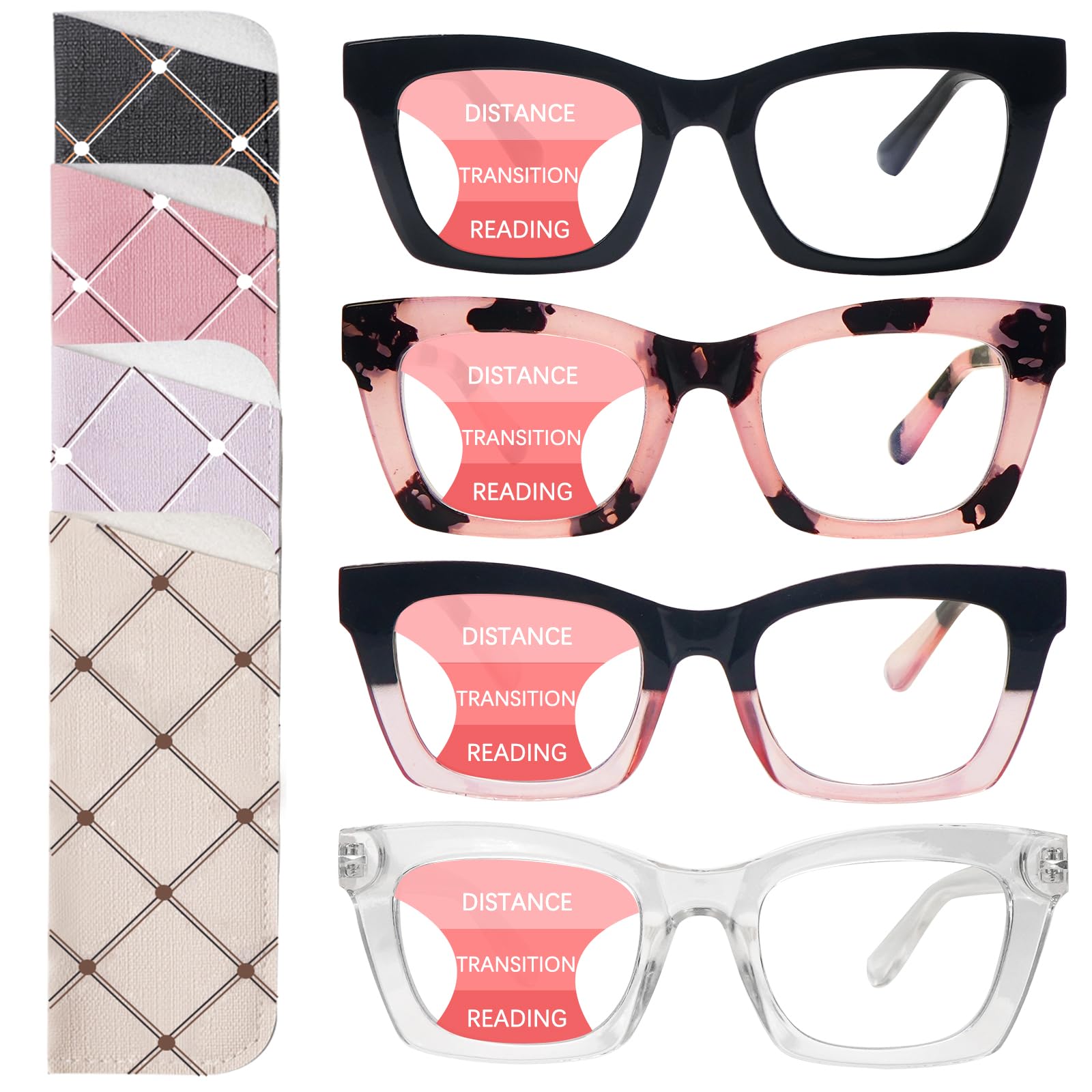 SIGVAN progressive-reading-glasses 4-pack for seamless distance and near vision.