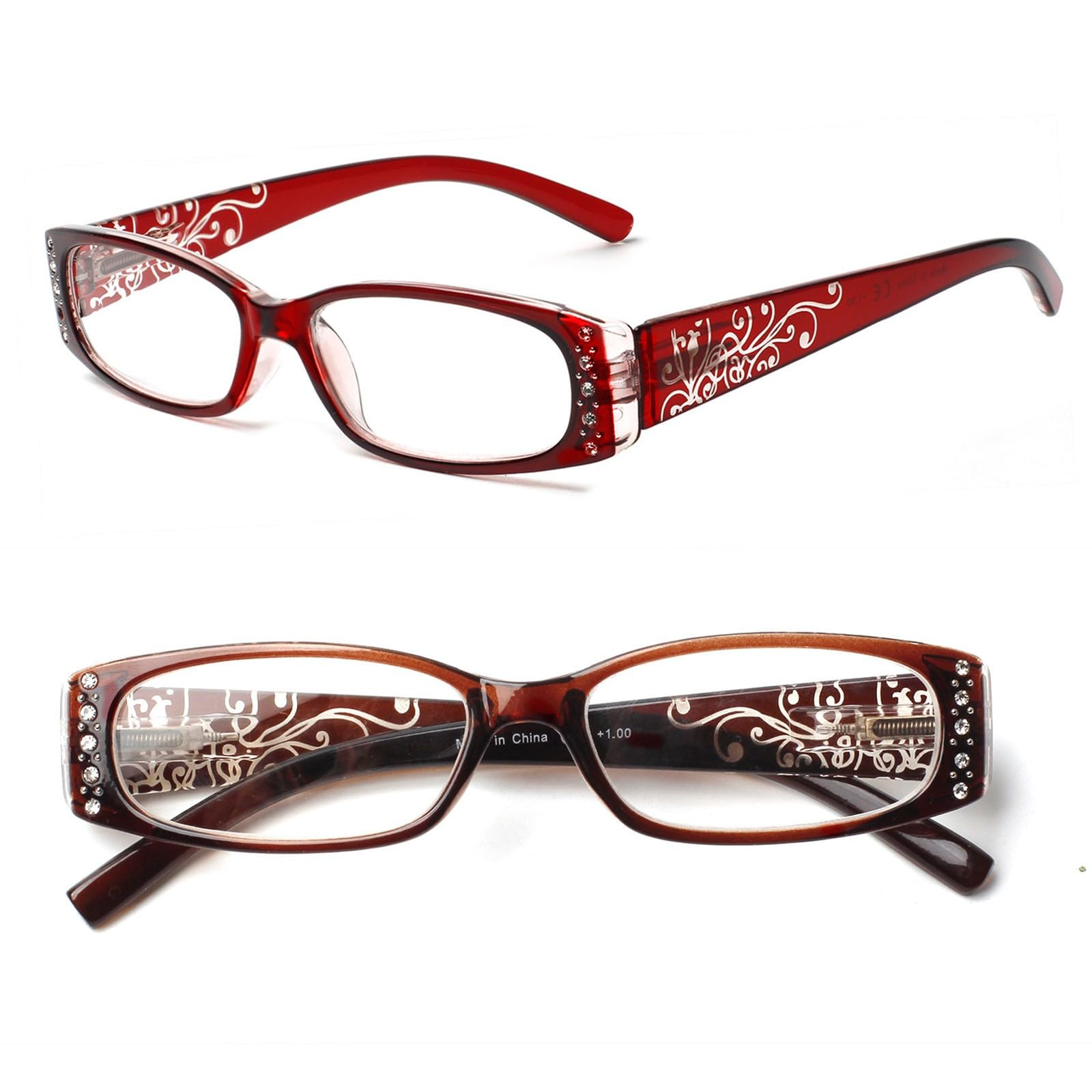 SIGVAN green rectangular glasses offer comfortable home reading.