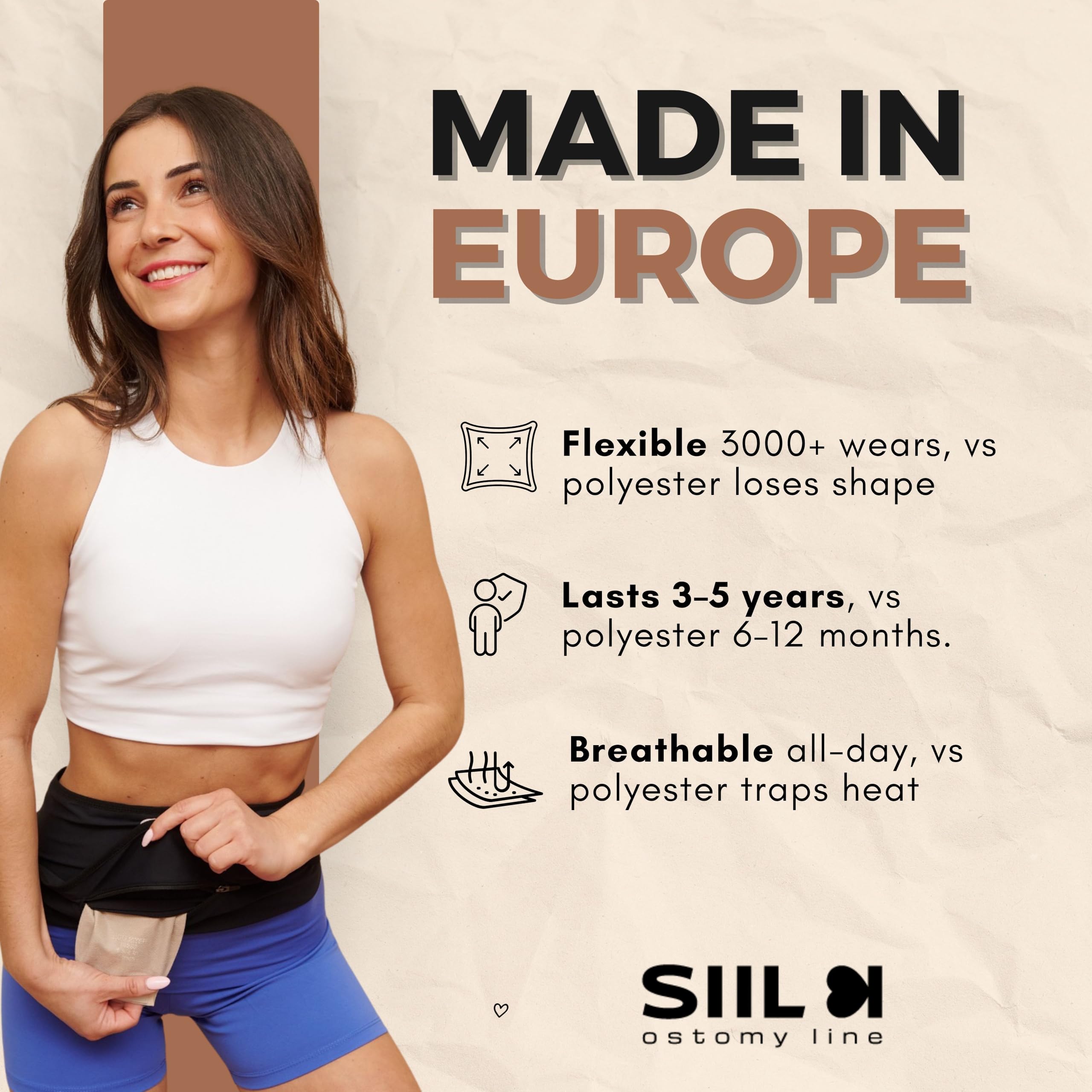 SIIL ostomy belt with hidden zipper for easy pouch access