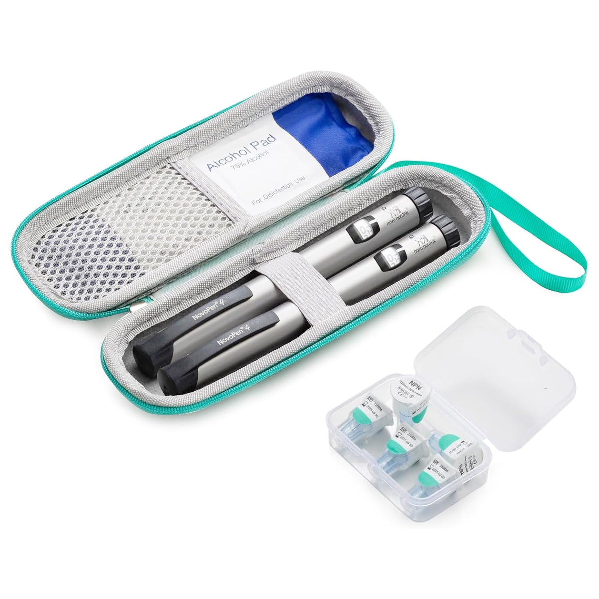 Sijidou estuche frío para insulina verde, ideal para transporte seguro en viaje.