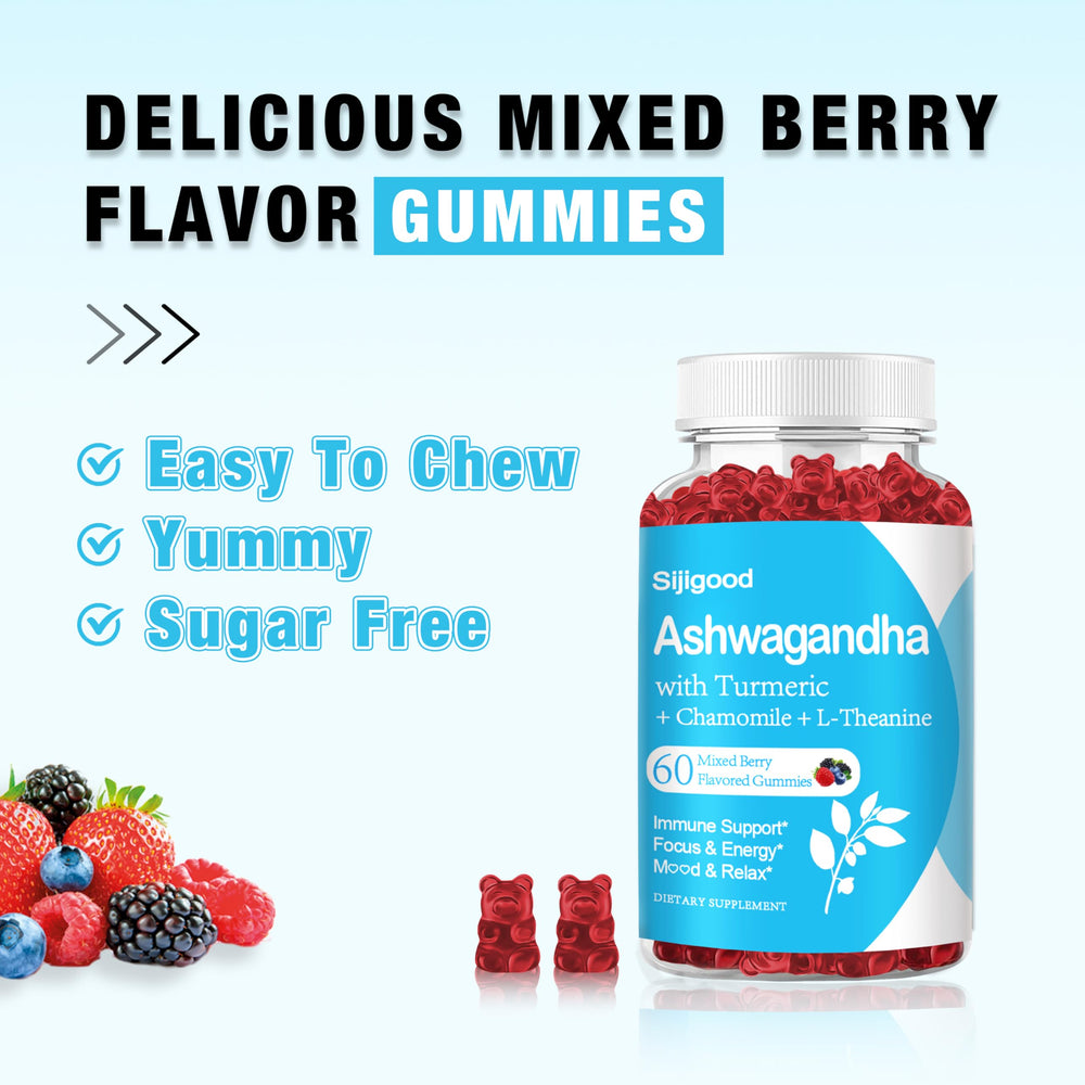 Sijigood Ashwagandha Gummies texture close-up showing chewy, enjoyable consistency.