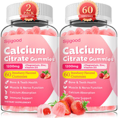 Sijigood calcium citrate gummies bottle showing 1200mg calcium with vitamin D3 for bone support
