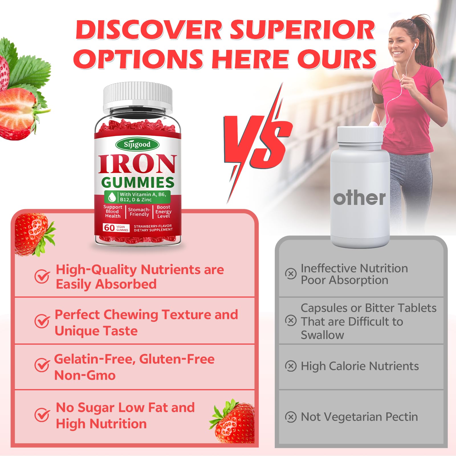 Sijigood 2-pack iron gummies packaging.