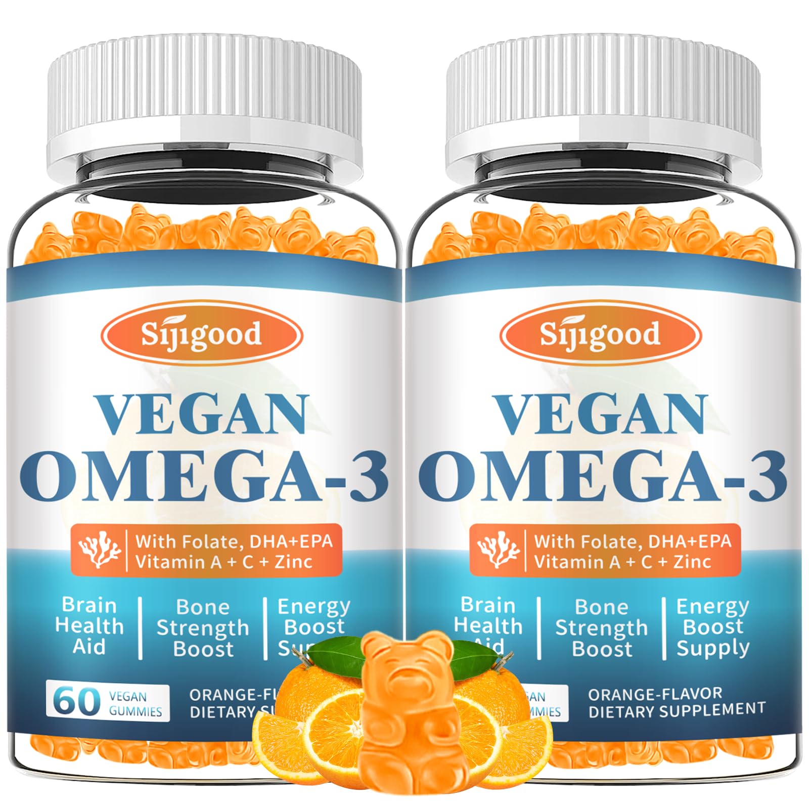 Sijigood Omega-3 Gummies algae oil bottle — sustainable source may support daily brain and eye function.