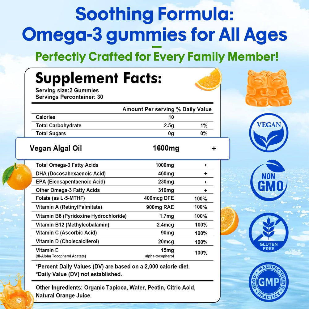 Sijigood Omega-3 Gummies DHA-EPA balance — vegan formula for cognitive and immune support.