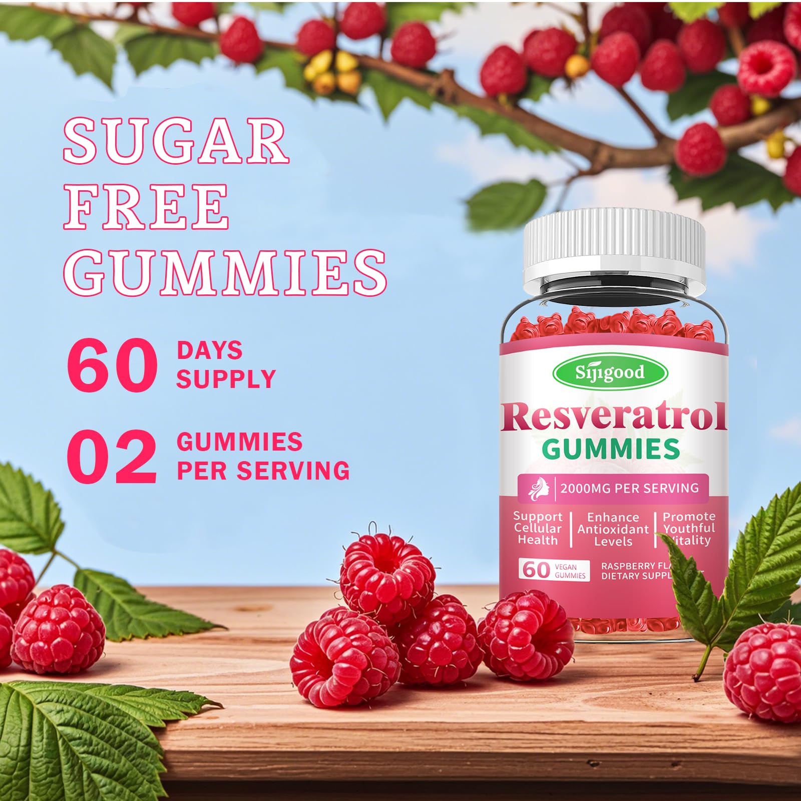 Gummies with raspberry flavor from Sijigood on a plate