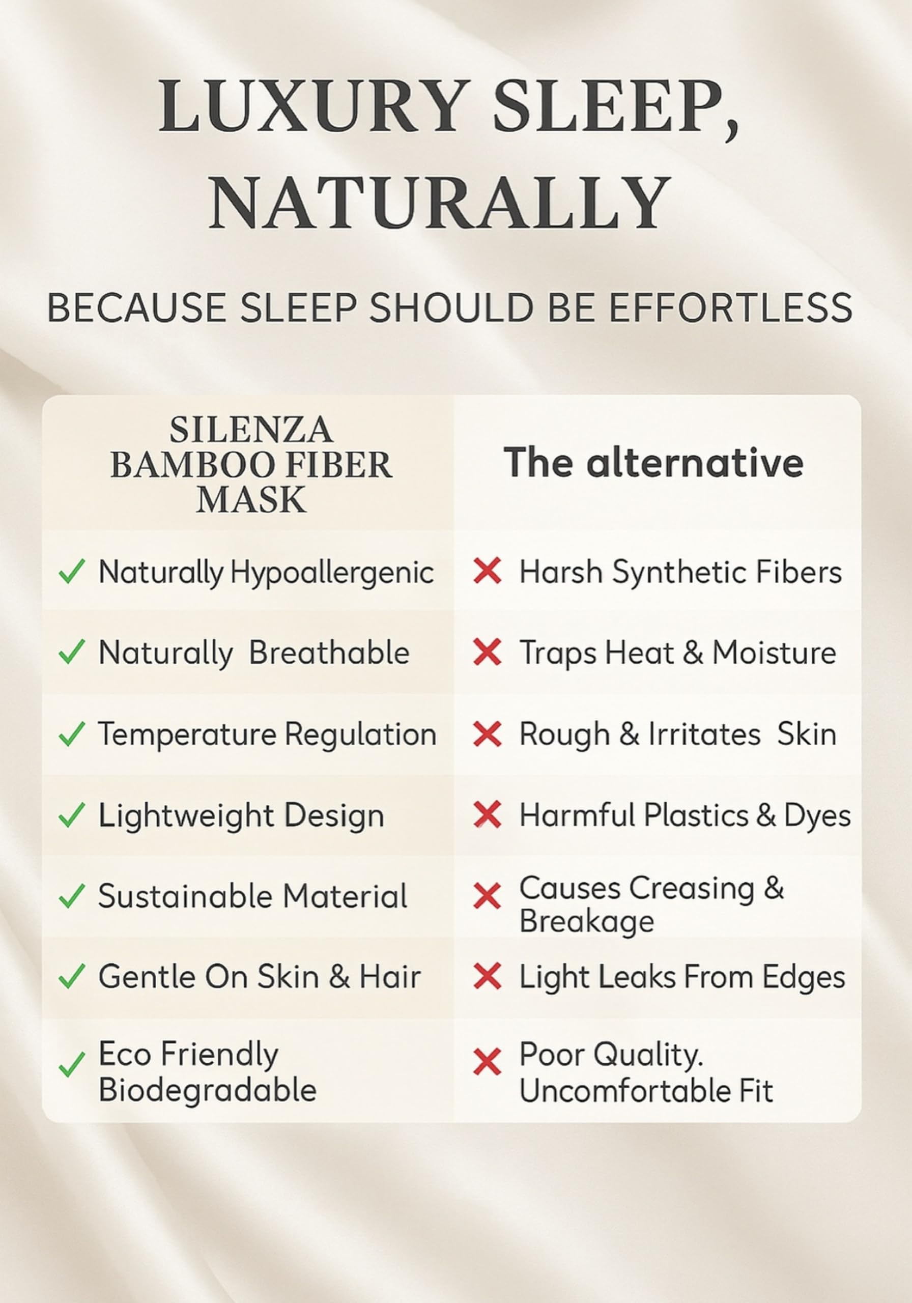 Adjustable strap detail on Silenza sleep mask for secure comfort.