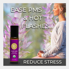 Silk Road Organic Clary Sage Roll-On supports abdominal massage for comforting PMS moments
