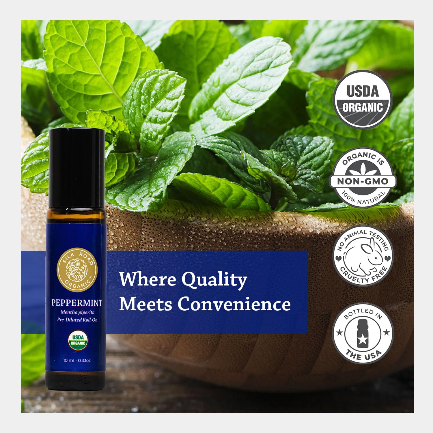 Silk Road Organic Menta Rodillo, opción suave para embarazo y cuidado diario.