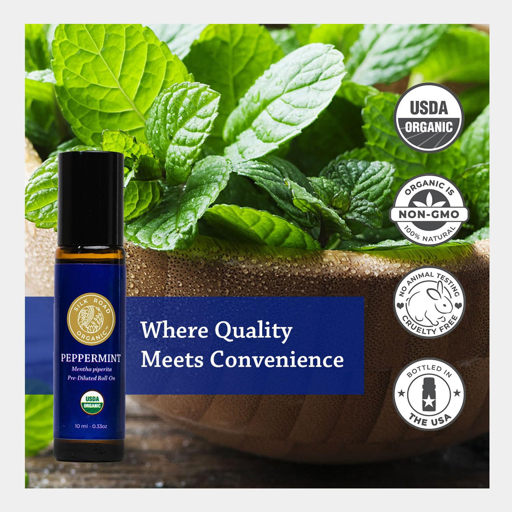Silk Road Organic Menta Rodillo, opción suave para embarazo y cuidado diario.