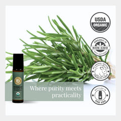 Silk Road Organic rosemary-jojoba-roll-on application glide for easy scalp care.