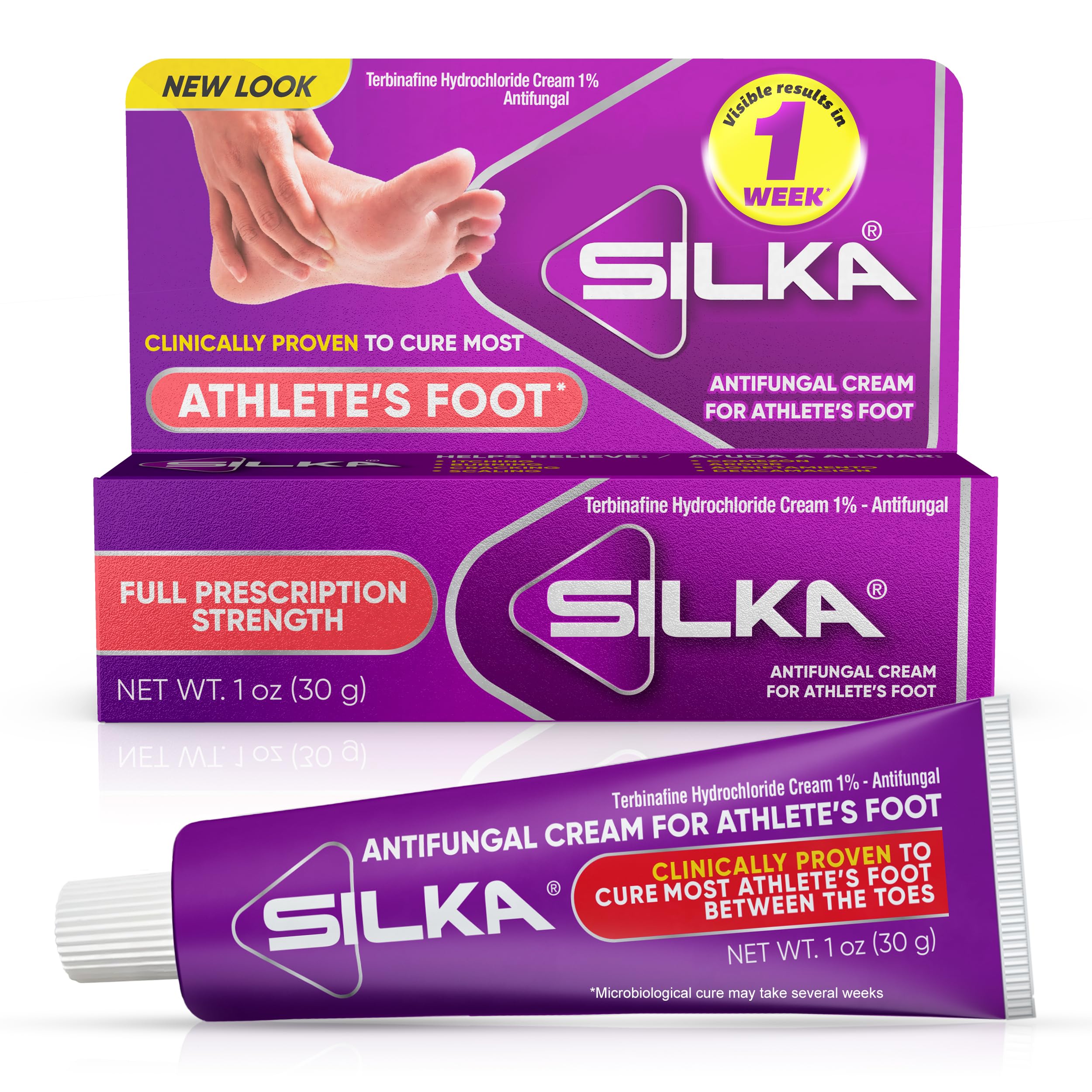 Silka anti-fungal cream tube ready for application on affected skin.