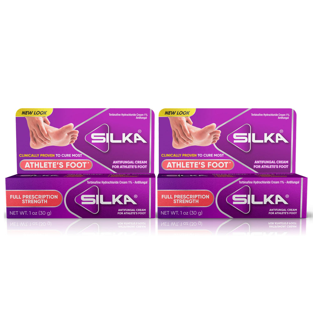 Silka antifungal cream tube close-up for quick foot relief