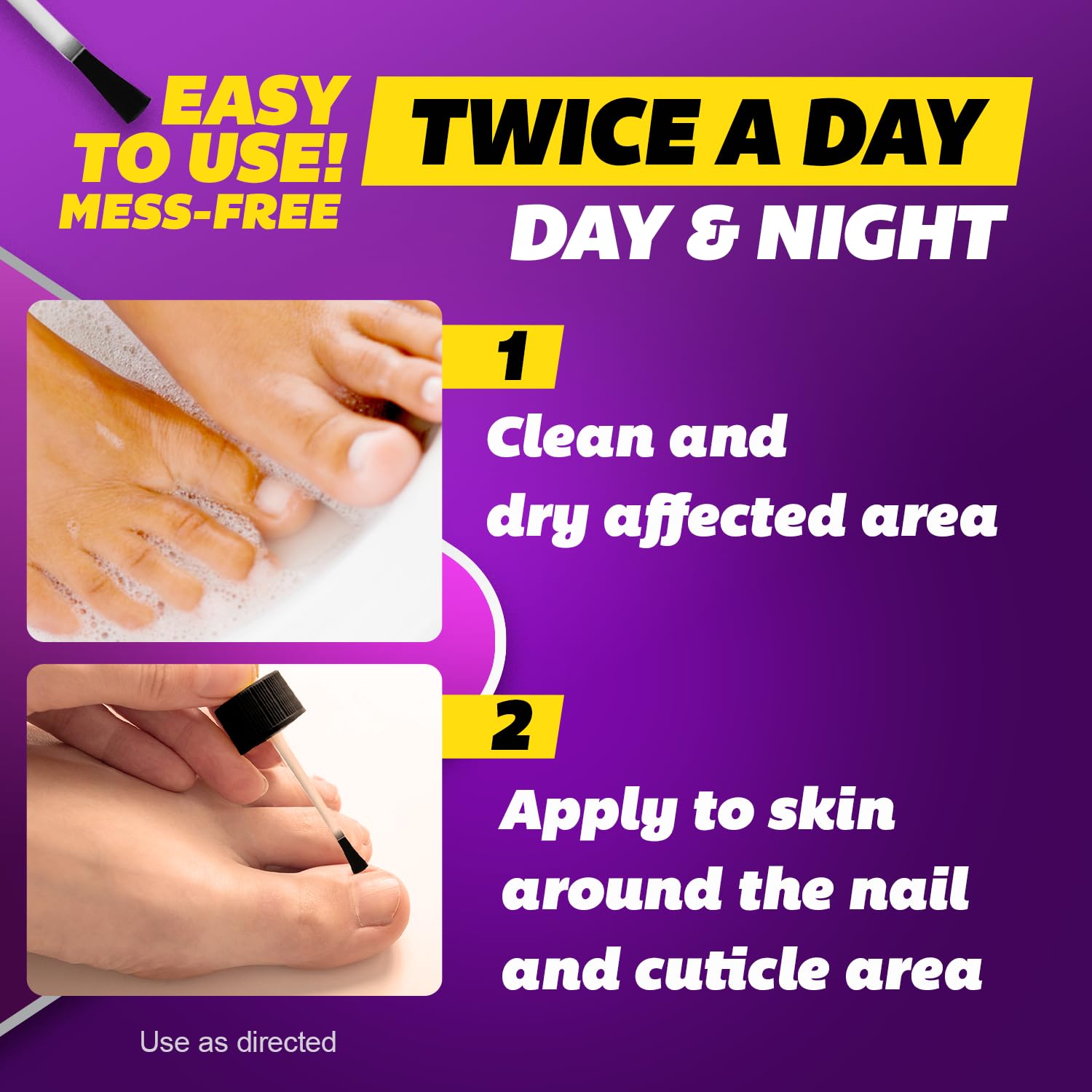 Damaged nail area shown with Silka treatment for repair and strength.