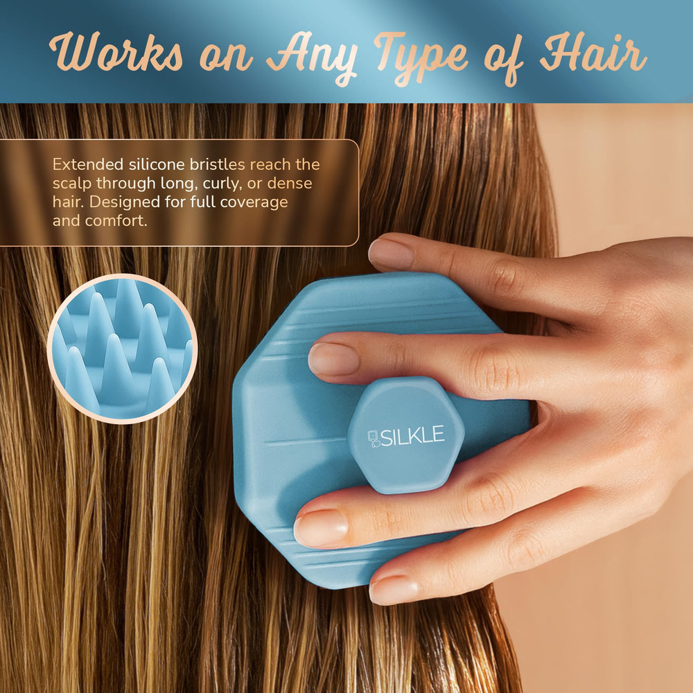 SILKLE blue soft bristles gently exfoliate for a refreshing rinse