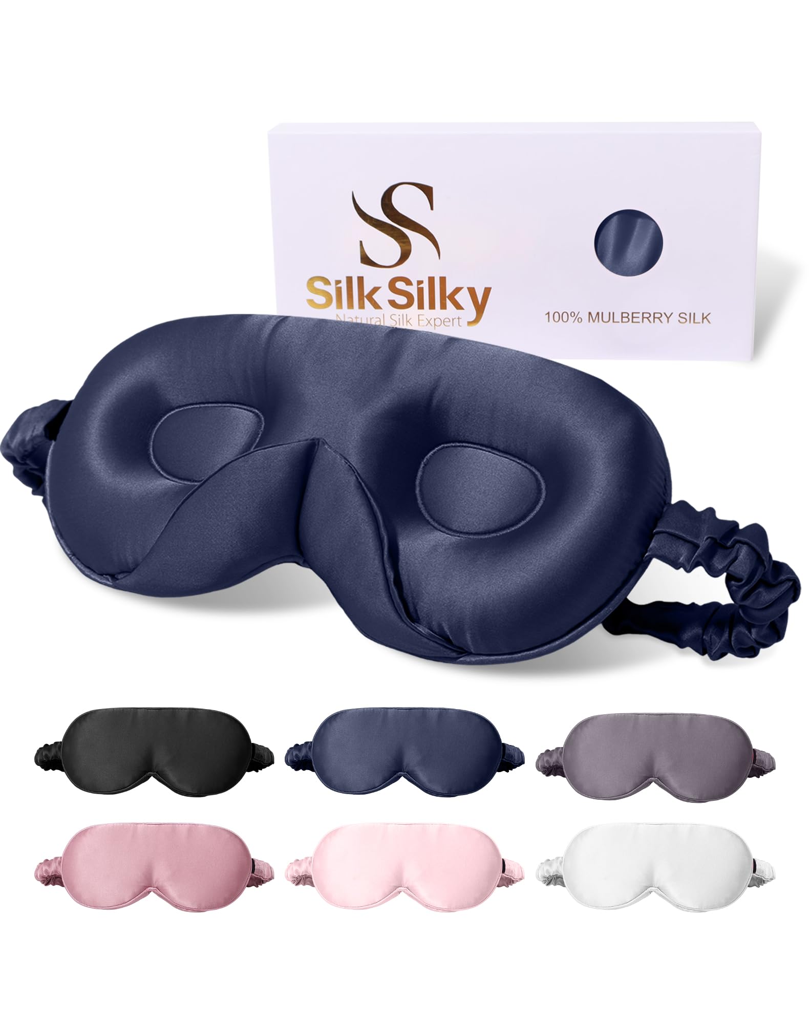 SilkSilky sleep mask with 3D contour for comfortable, pressure-free wear.