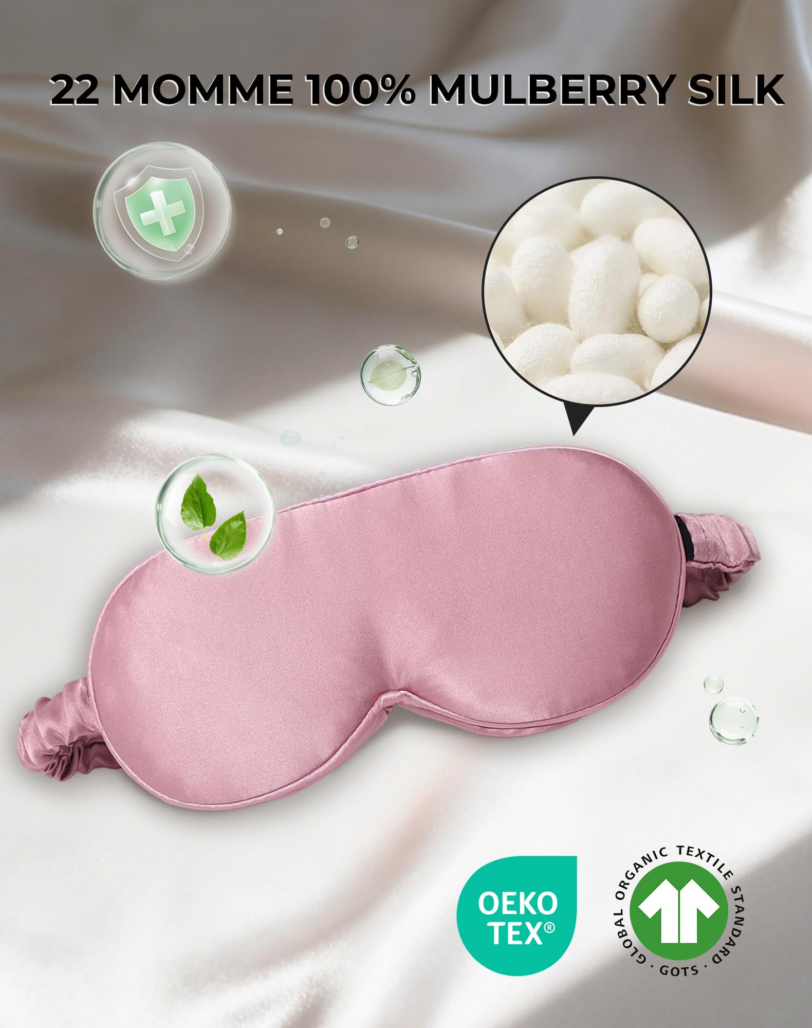 SilkSilky sleep mask 3D contoured design avoids eye pressure for comfortable wear.