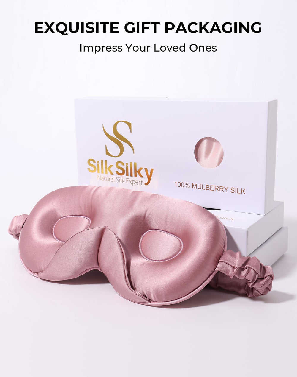 SilkSilky sleep mask premium mulberry silk feels soft and breathable.