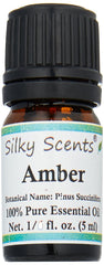 Silky Amber Essential Oil bottle showing purity and versatility for diffusers and blends