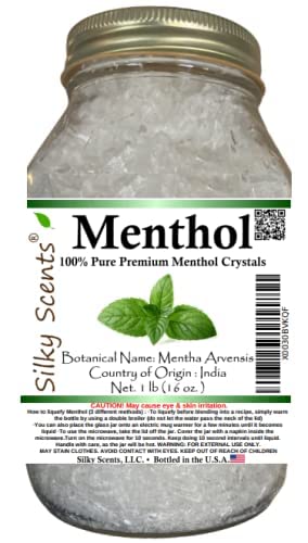 Silky Scents menthol crystals jar, premium purity for DIY projects.