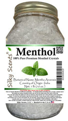 Silky Scents menthol crystals jar, premium purity for DIY projects.