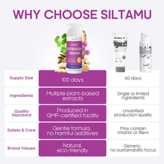 Siltamu natural estrogen cream applying to skin, smooth absorption for refreshed complexion.