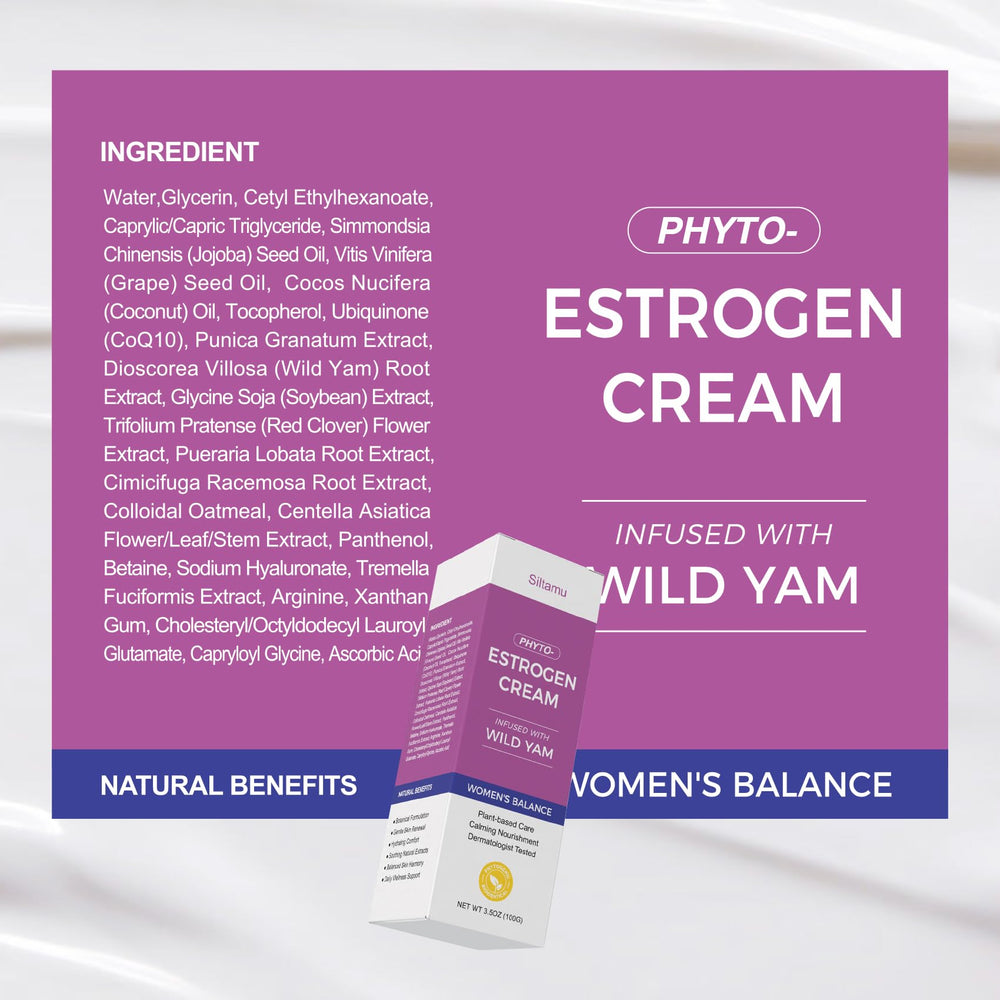 Siltamu natural estrogen cream packaging box, ready for gifting or personal care routine.