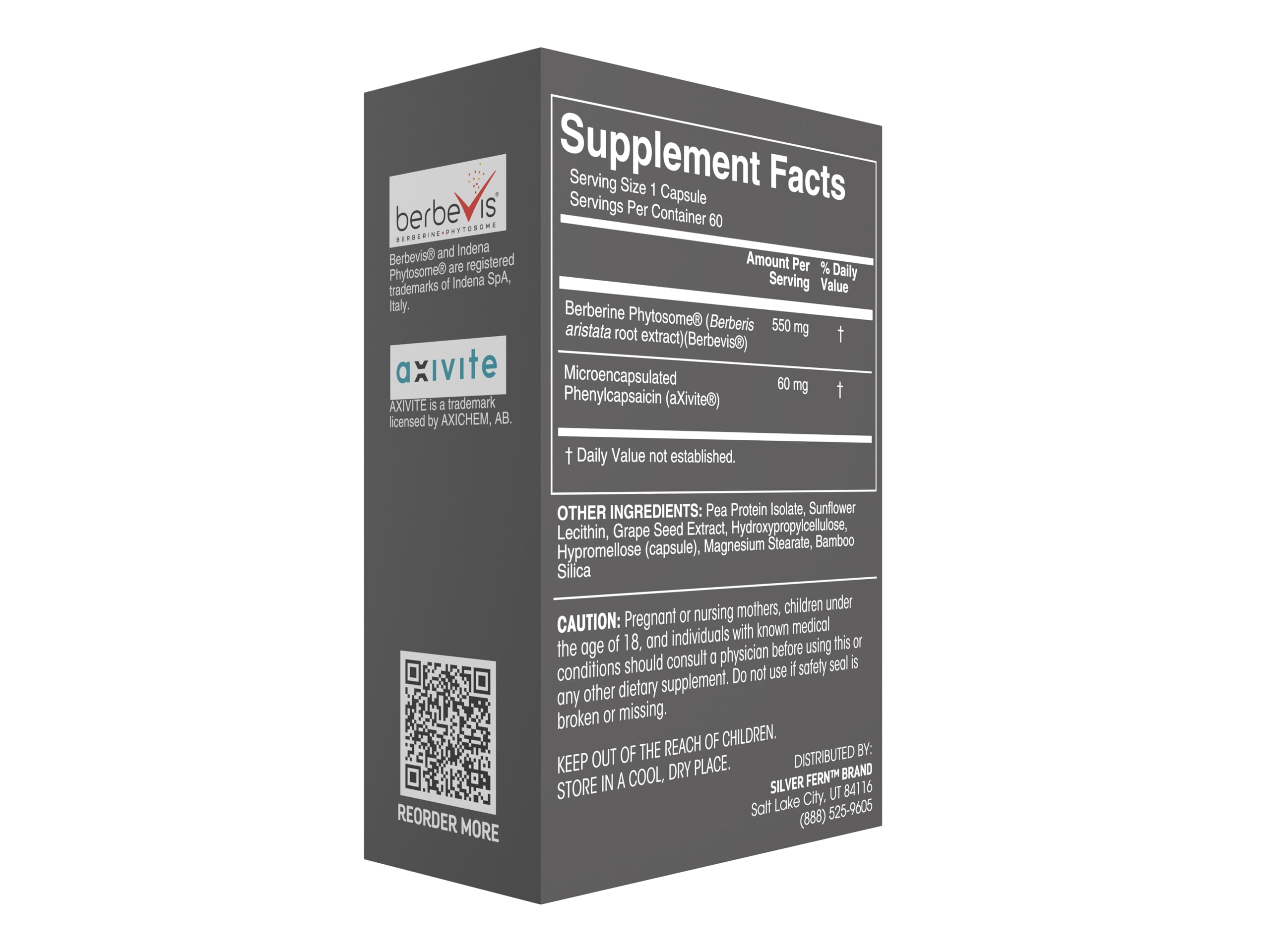 Silver Fern berberine phytosome capsule highlighting high bioavailability