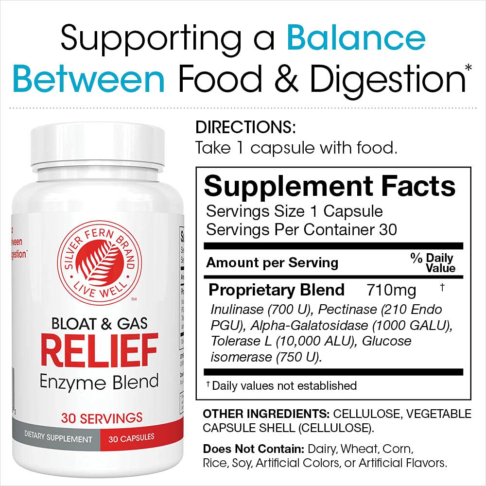 Silver Fern digestive enzymes capsules aiding nutrient breakdown during meals.