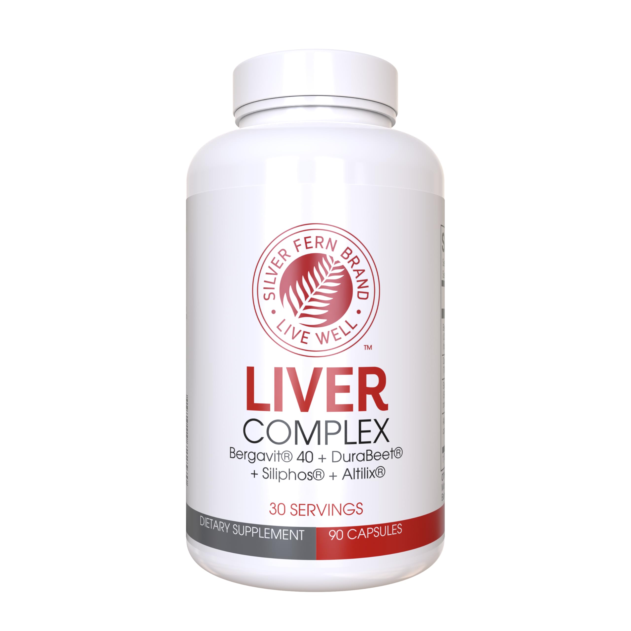 Silver Fern Liver Complex bottle front highlighting vegan capsules for daily liver support