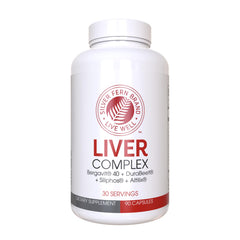 Silver Fern Liver Complex bottle front highlighting vegan capsules for daily liver support