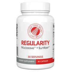 Silver Fern Regularity bottle-front with capsules for daily gut comfort.
