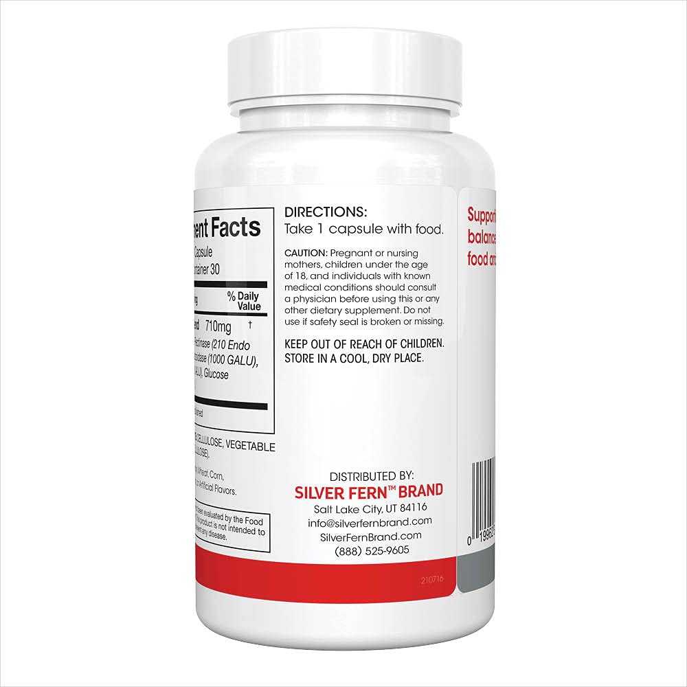 Silver Fern Tolerase L supports lactose digestion for dairy meals.