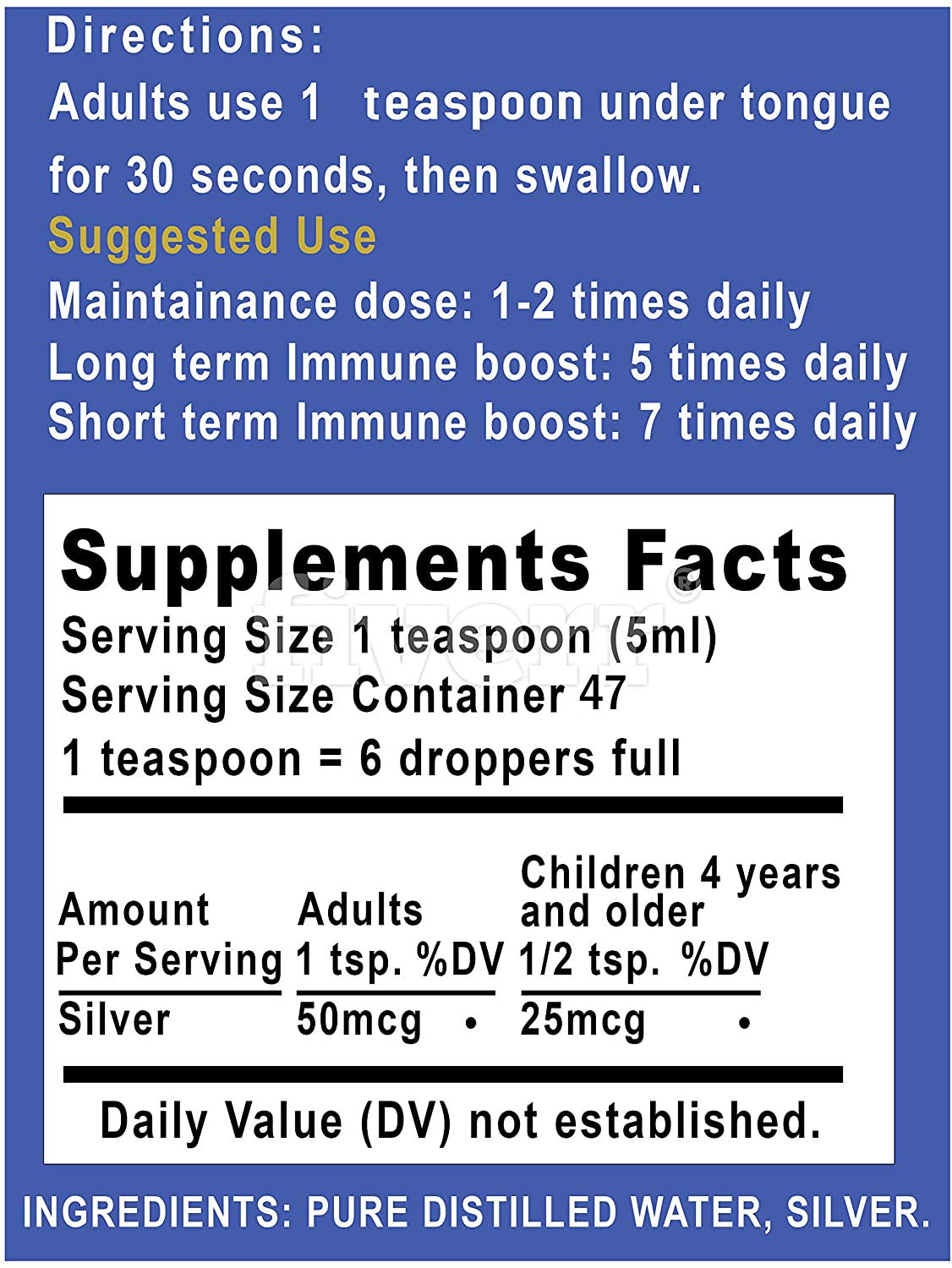 Close-up shows ultra-pure silver particles in the Silver Holistics solution.
