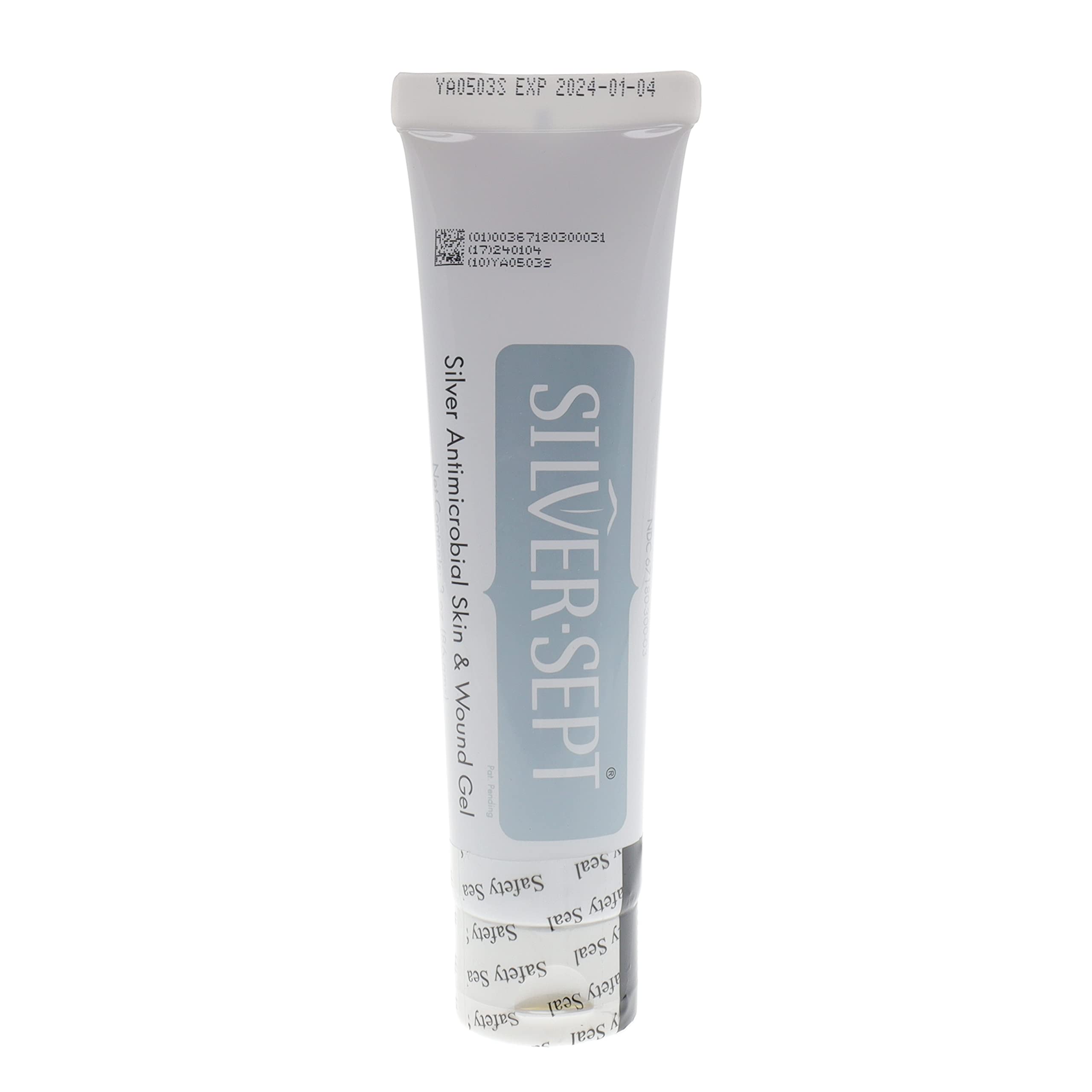 Silver-Sept Silver Skin Gel tube front view for clean wound care and moisture balance