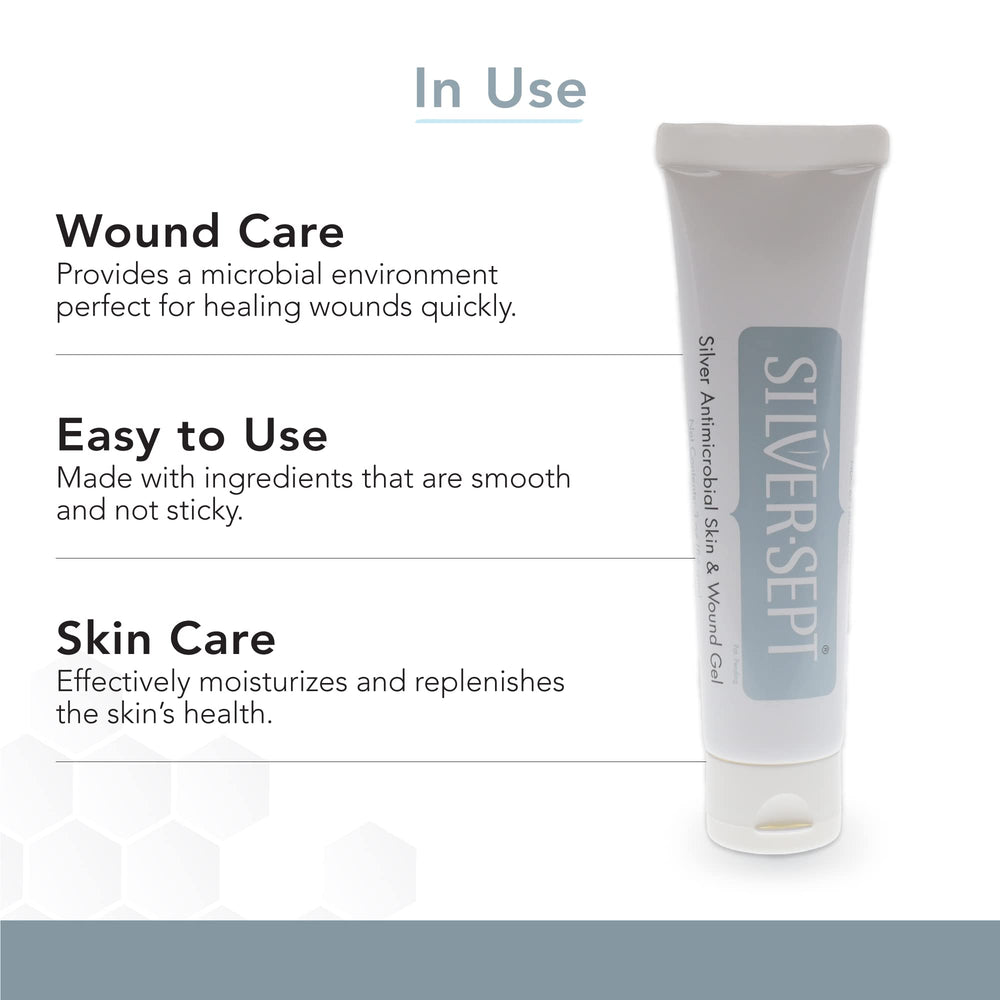 Closeup of applying Silver-Sept Gel to a wound to illustrate easy, non-sticky texture