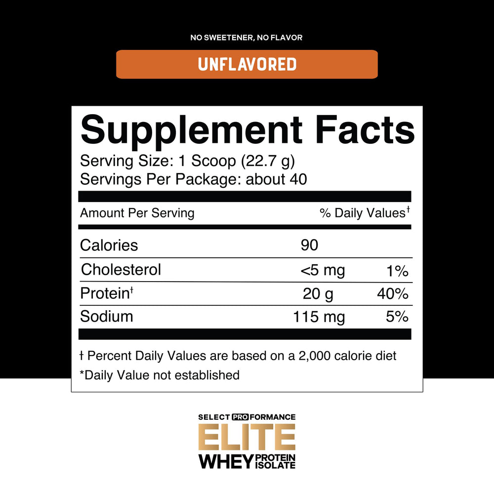 Silver Star Nutrition Elite whey isolate scoop showing dosage and minimal ingredients