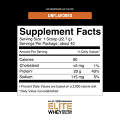 Silver Star Nutrition Elite whey isolate scoop showing dosage and minimal ingredients