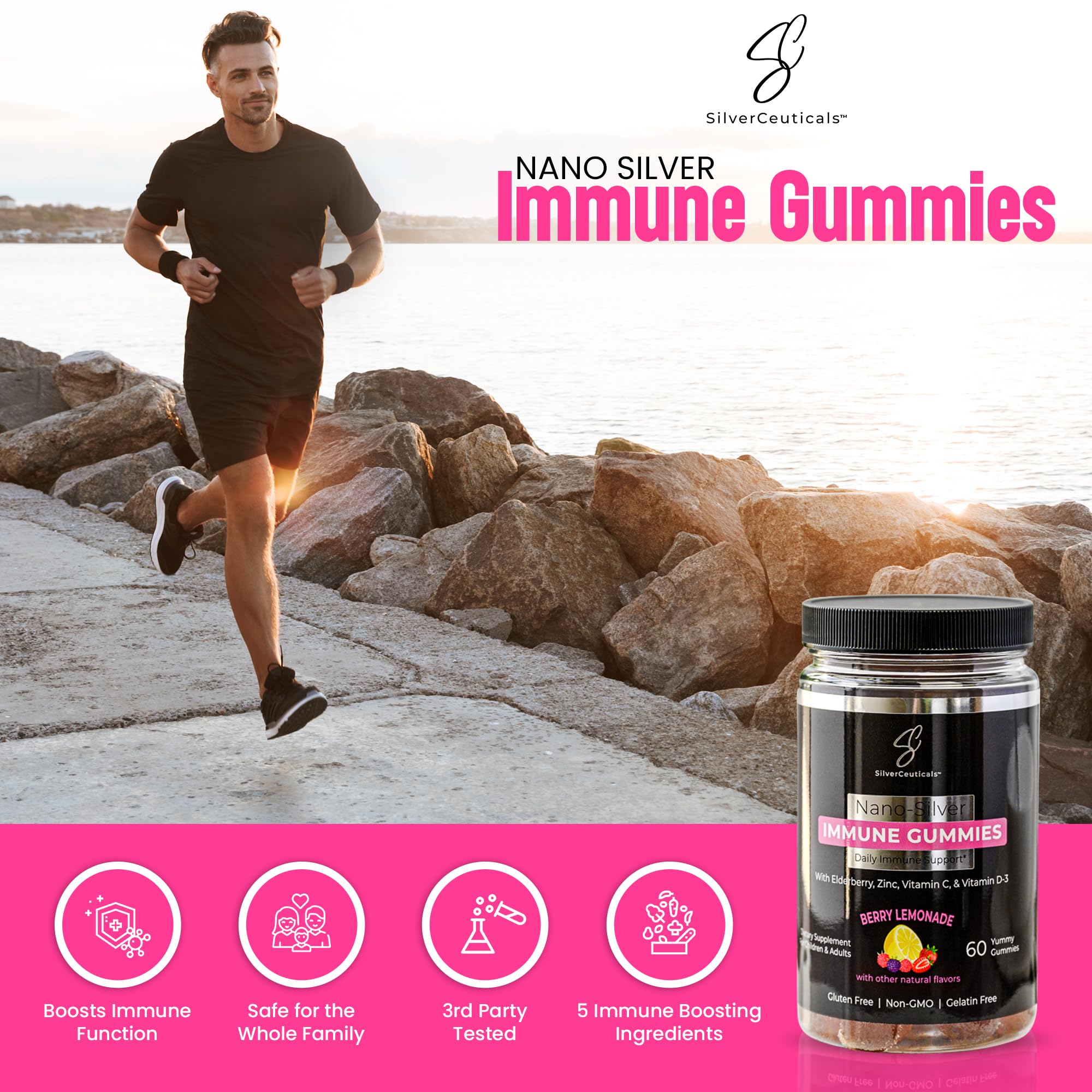 Adults taking berry lemonade gummies as part of the day