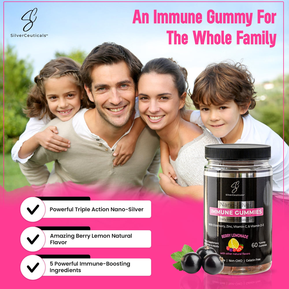 Nano colloidal silver gummy close-up for immune support