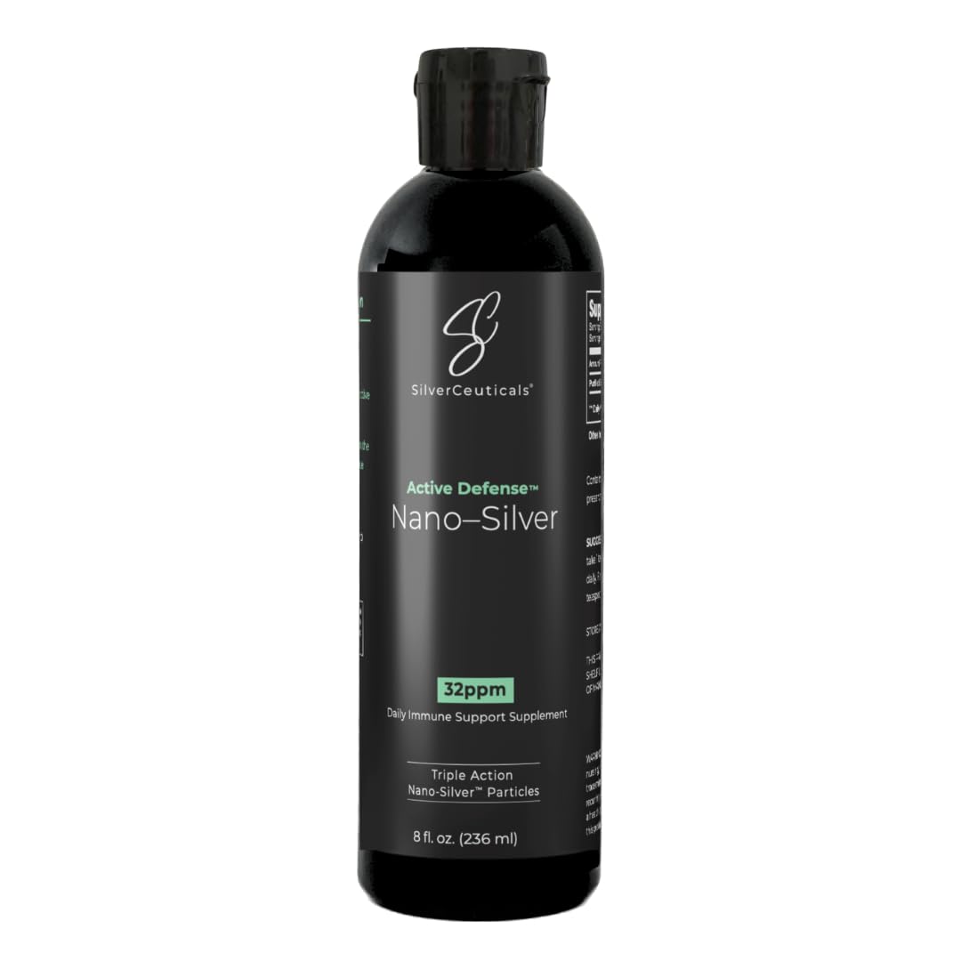 SilverCeuticals nano colloidal silver bottle with clear liquid for everyday immune support.